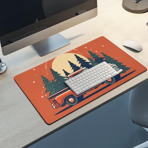 Tapis de souris grand format antidérapant pour setup gaming rouge