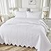 Brandream White Quilts Set Queen Size Bedspreads Cottagecore Farmhouse Bedding 100% Cotton Quilted Bedspreads 3-Piece