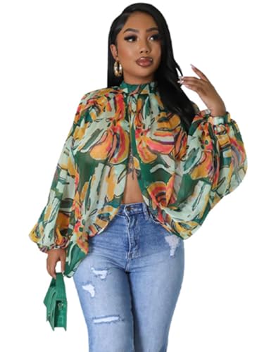 Sexy Tops for Women Party Club Night Batwing Sleeve Chiffon Sheer Self Tie Back Front Open Women Shirts Casual Summer2