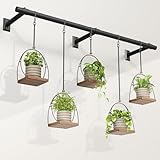 Mogaath Hanging Planters for Indoor Plants, 64 Inch Heavy Duty Plant Hanger Indoor, 1 Inch Diameter Metal Rod, Hanging Plant Holder for Window Wall, Matte Black, Square Flange Base, Pot Not Included