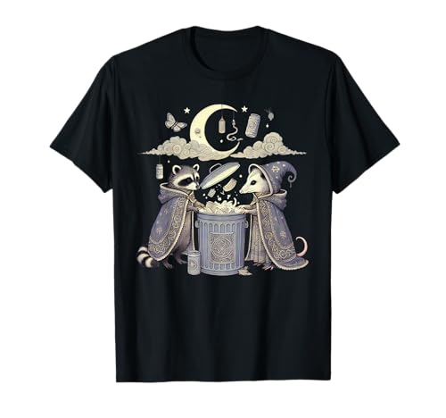 Raccoon Opossum Magic Trash Wizards Funny Art T-Shirt