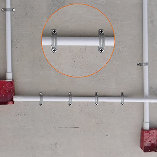 50 Pcs Pvc Pipe Strap Two Hole Plastic Conduit Strap Grey Pipe Clamps Heavy Duty Conduit Clamp U Pvc Clips 2 Holes Pvc Pipe Mounting Bracket For Supporting Pvc Pipes Conduit Cables (3/4 Inch) #TOP3