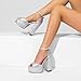 DREAM PAIRS High Heels Chunky Block Platform Heels for Women Ankle Strap Sexy Open Square Toe Heels Dressy Pumps Sandals,Size 7,Silver-Rhinestone,SDHS2324W