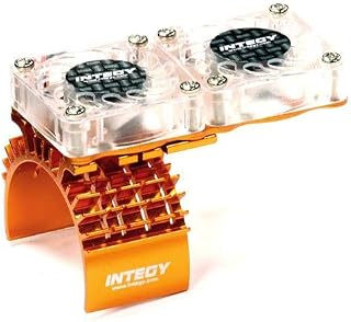 Integy RC Model T8534ORANGE Motor Heatsink + Twin Cooling Fan for Traxxas 1/10 Slash 4X4 (6808)