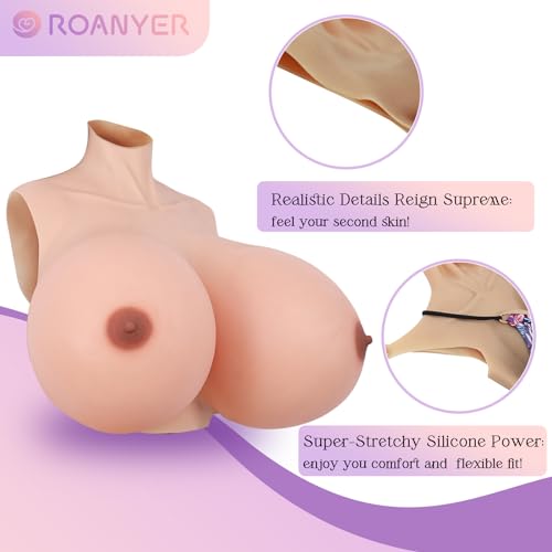 Inflatable Silicone Breast Forms,Realistic Fake Boobs, DHZ Cup Breastplate for Crossdresser, Transgender, Drag Queen4