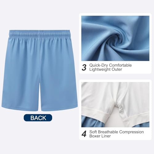 Image of HODOSPORTS Mens 7 inch Swim Trunks with Compression Liner S-6XL Quick Dry Swimming Shorts Zipper Pockets Swimsuits