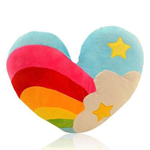 shengo Plüsch-Kissen in Herz-Form 38cm Herzkissen kuscheliges plüsch Dekokissen Herzform Geschenk-Kissen Paare Bunt (Pentagramm) Cover