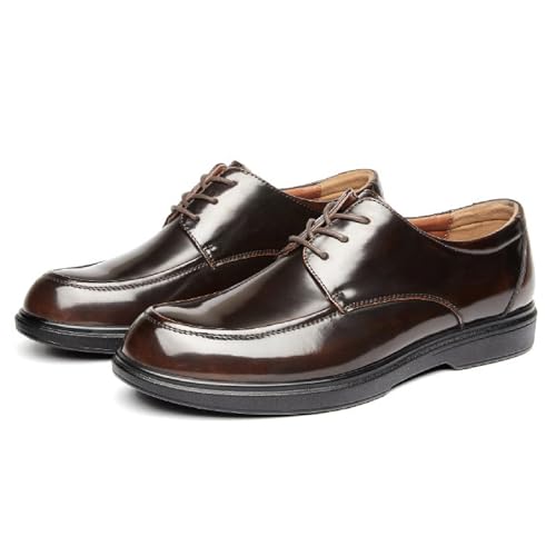 Men's Patent Leather Dress Oxfords Classic Lace Up Comfortable Round Toe Soft Bottom Derbys Shoes for Formal Wedding Business Office