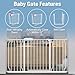 ALLAIBB Extra Wide Pressure Mount Baby Gate Auto Close White Metal Child Dog Pet Safety Gates with Walk Through for Stairs,Doorways,Kitchen and Living Room (62.20-71.26