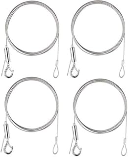 TAIANJI 4 Pcs Picture Hanging Wires with Hook Adjustable Stainless Steel Wire Ropes 1.5mm x 2m Heavy Duty Hanging Wire for Mirror, Light/Lamp, Curtain, Washing Line(Bearing-Load Within 25Kg)