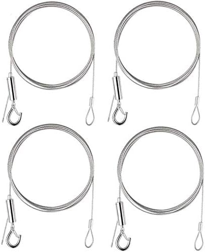 TAIANJI 4 Pcs Picture Hanging Wires with Hook Adjustable Stainless Steel Wire Ropes 1.5mm x 2m Heavy Duty Hanging Wire for Mirror, Light/Lamp, Curtain, Washing Line(Bearing-Load Within 25Kg)