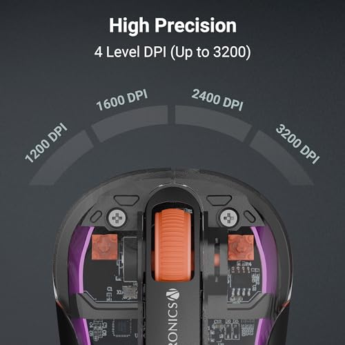 Image of ZEBRONICS Sheer Plus Wireless Mouse, Dual Mode (2.4GHz + BT), Dual Bluetooth, Dual Dongle (USB A & USB C), Upto 3200 DPI, Silent Operation, RGB LED, 4 Buttons, for Mac | Laptop | Computer (Black)