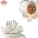 Niviy Q-Tips Holder Cotton Swab Organizer Lotus Shape Swab Cosmetic Storage Bathroom Decor, White1