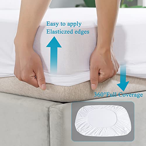 DOWNCOOL 2 Pack Queen Mattress Protector Waterproof, Premium Breathable Microfiber Soft Mattress Cover Washable, Fitted 8" - 18" Deep Pocket, Mattress Protector Queen - Thumbnail 5