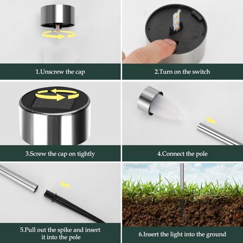 Aigostar - Luces solares de exterior llama 6 unidades, iluminación realista con antorchas encendidas, IP44 impermeable linternas solares, lámparas solares de jardín para decoración, césped, patio o - imagen 7