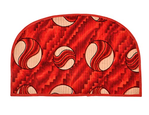 Image of Kuber Industries D Shape Ball Printed Anti-Slip Durable Velvet Door Mat, Welcome Mat for Entryway,Patio,Garage, Outdoor, 21 inchx14 inch (Red)-47KM01275