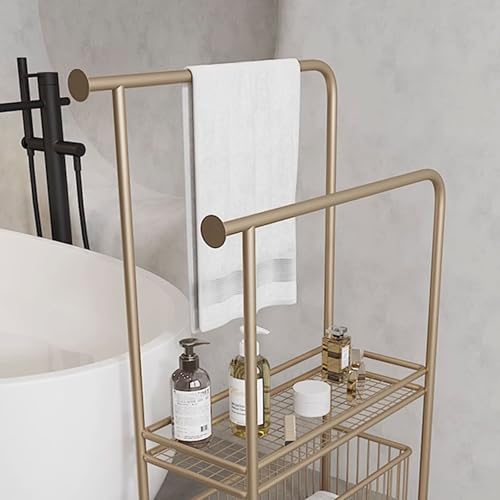 Support de douche autoportant 100cm rangement bain fer noir - 5