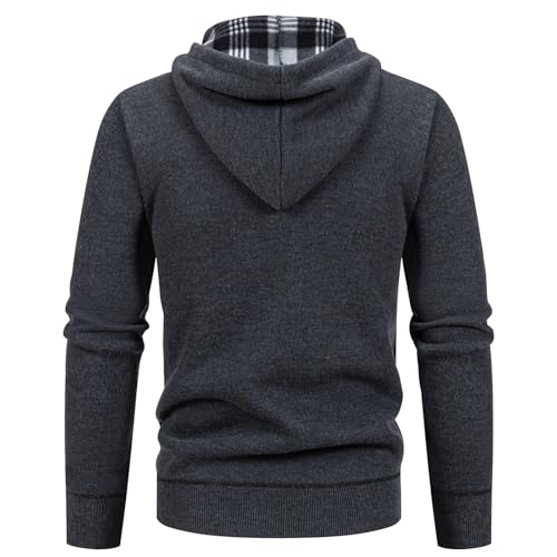 Men's Fleece Full-Zip Hoodie Cardigan Sweater Knit Hooded Casual Regular Fit Sweatshirt with Pocket2