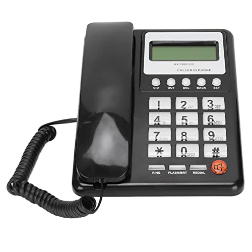 Annadue KX‑T8001CID Telefono Fisso da Tavolo Telefono con Filo con Display LCD ID Chiamante Telefono da Ufficio con Display Semi-Vivavoce Trasparente per Casa Hotel Ufficio(Nero)
