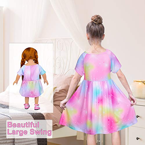 Play Tailor Doll and Girl Matching Nightgown Unicorn Outfit Pajamas Night Dress for Girls and 18" Dolls Clothes4