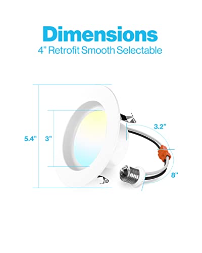 Sunco 16 Pack Led Recessed Lighting 4 Inch, Selectable 2700K/3000K/3500K/4000K/5000K, Dimmable Can Lights, Smooth Trim, 11W=90W, 660 Lm, Damp Rated, Retrofit Installation - Ul Energy Star Listed #TOP6