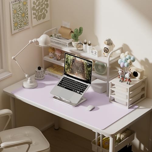 Image of Aothia Faux Leather Desk Mat - Large Mouse Pad, Non-Slip PU Leather Blotter, Waterproof Writing Surface for Office and Home (Soft Lavender, 47.2 inch x 23.6 inch)