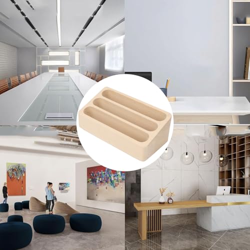 CYSFETENA 3 Slot Visitenkartenständer, Visitenkartenhalter Holz, Visitenkartenhalter aus Holz, Buche Visitenkartenhalter für Büro, Salon, Messe und Empfang