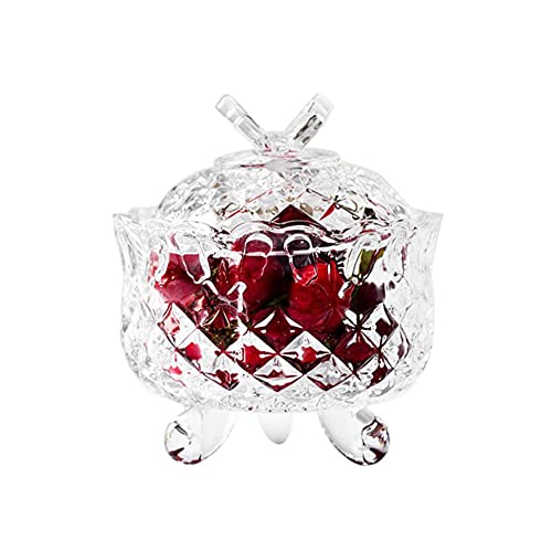 Candy Jar with Lid Glass Clear Crystal Candy Dish Footed Jewelry Box Candy Bowl Decorative Bottles Candy Buffet Jars for Wedding Home Kitchen Storage Jar