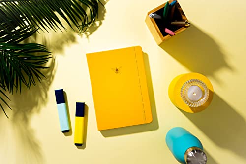 Yop & Tom Bee Journal ligné – Carnet avec belle couverture en similicuir et papier extra épais de 120 g/m² – Jaune soleil – vue 5