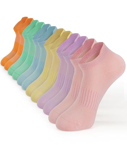 Breslatte 6pairs Ankle Socks for Women Men Breathable Mesh Low Cut Socks Soft Cotton Daily Athletic