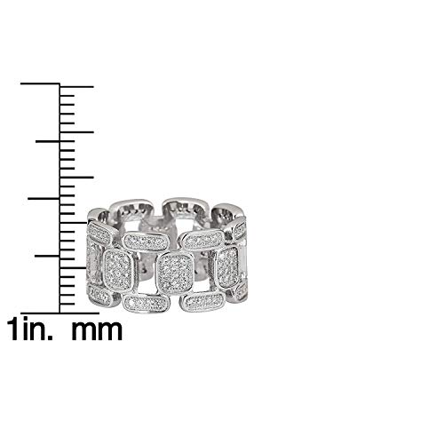 Sterling Silver Cubic Zirconia Builder Brick Eternity Band Pave Fashion Ring2