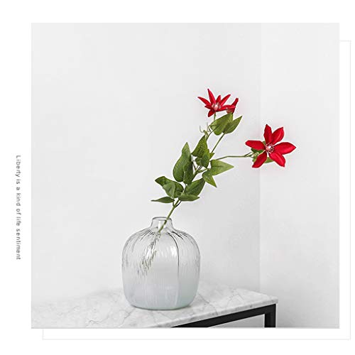 Flores artificiales sin mantenimiento para decorar mesas de comedor con seda roja 4