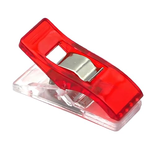 Multicolor Sewing Clips Set, 30 Pack Plastic Edge Clamps, Quilting Fabric Holder Clips with Metal Grip, Assorted Colors (Red)