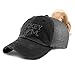 Speedy Pros Womens Ponytail Cap Hockey Mom A Embroidery Cotton Distressed Trucker Hats Strap Closure Black