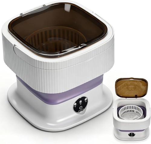 Koeutoze Mini Lavatrice Pieghevole Portatile 10L con Cestello Centrifuga Rimovibile - 3 Modalità Touch, Salvaspazio Senza Collegamento Acqua，Lavatrice da Viaggio per Campeggio, Appartamenti, Dormitori