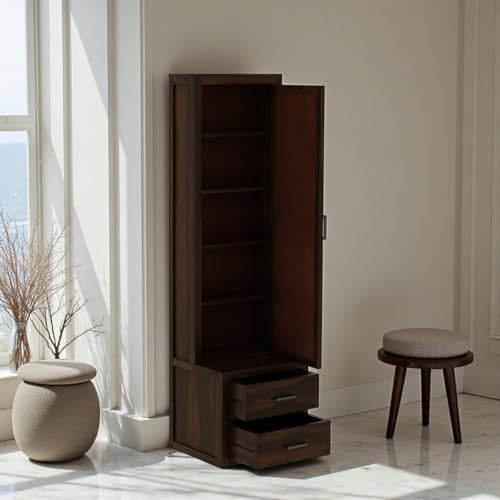 Image of The Attic Jaisal Dressing Table for Bedroom with Full-Length Mirror, Solid Wood, Walnut Matt Finish