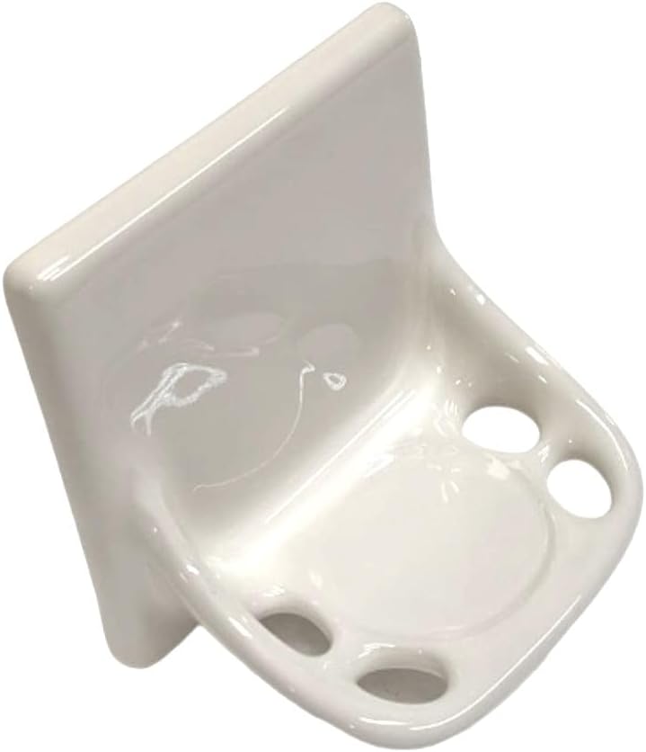 Ceramic Toothbrush Holders for Bathrooms Over Tile Wall Mount Flat Back Tumbler Toothpaste Tooth Brush Paste Shower (White Glossy)