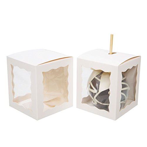 Clearbags 4" X 4" X 4 5/8" White Craft Paper Window Box With Attached Pet Sheet(25 Pieces) | Gift Box With Top Hole For Sticks | For Treats, Caramel Apple, Wedding Or Party Favors | Wgwg349 #TOP3