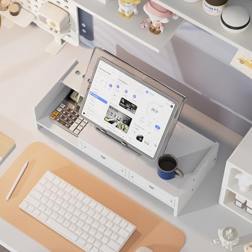 VECELO モニター台 引き出し付き 幅49cm