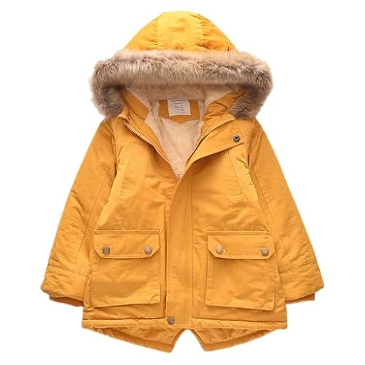 amropi Niño Invierno Chaqueta con Capucha Abrigos Forro Polar Parka Cálido Jacket Amarillo, 7-8años | Ya disponible en tu tienda friki favorita! En mundofriki.es!