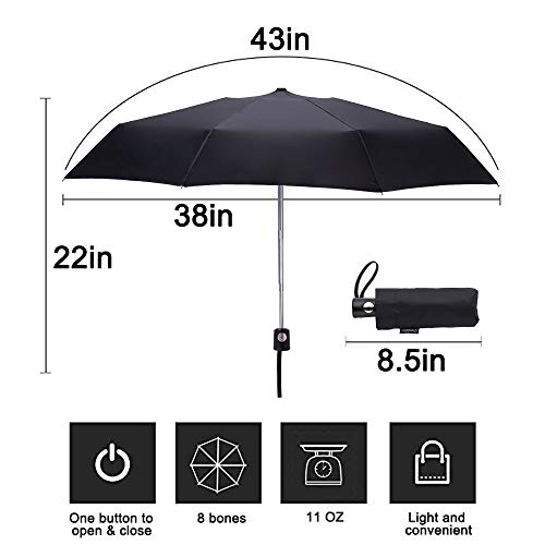Goothdurs GOOTHDURS_AUTOMINIUM_BLACK Automatic Mini Travel Windproof Umbrella Compact Auto Open/Close Small Lightweight Folding Rain Umbrellas thumb #1