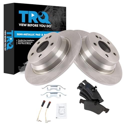 Image of TRQ Rear Brake Pad and Rotor Set Semi Metallic Compatible with 2014 Mercedes-Benz E250 2003-2009 E320 2006 E350 2003-2006 E500
