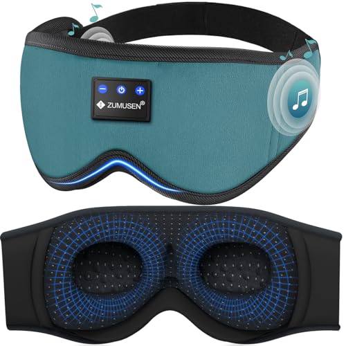ZUMUSEN Bluetooth Sleep Headphones, 3D Wireless Music Eye Mask with Ultra-Thin Stereo Speakers,...
