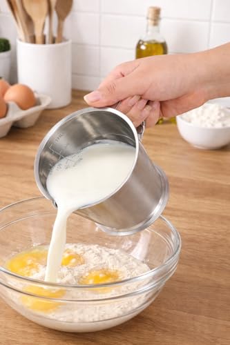 Image of KMW Steel Measuring Jug with Handle and Base- 500 ml I Ideal for Kitchen, Cooking, Baking, and Measuring Liquids with Precision and Ease