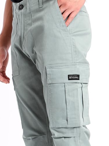 Image of Beyoung Cotton Lycra 6 Pocket Regular Fit Cargo Pants for Men | Cargo Trousers for Men