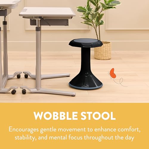 Image of Back2School Express Wobble Sensory Stool for Classroom - 18 inch Active Flexible Seating Chair for Kids, 220lb Capacity, GREENGUARD Gold Certified, Black