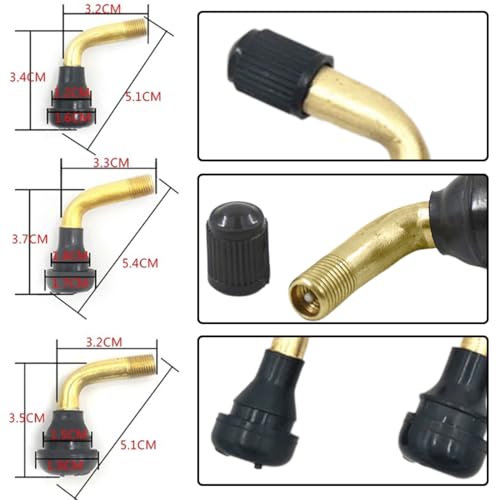 JEYORZY 6 Stücke 90 Grad Motorrad Tubeless Ventil, Roller Ventil, Reifenventil, Messing Tubeless Ventil, Winkelventil Messing Snap-In für Autos, Motorräder, Fahrräder & Motorroller
