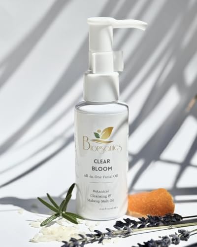 Biorganics Skin Therapy Clear Bloom All-in-One Cleansing Oil Natural Makeup Remover & Nourishing Cleanser with Jojoba, Grapefruit, Orange Peel, Tea Tree & Lavender