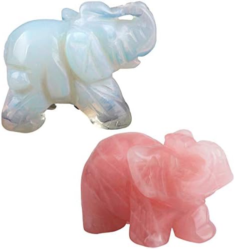 KYEYGWO Pocket Good Luck Elephant Carved Gemstone Lucky Elephant Ornaments Healing Crystal Figurines Statues for Decoration 1.5 Inches, Pack of 4