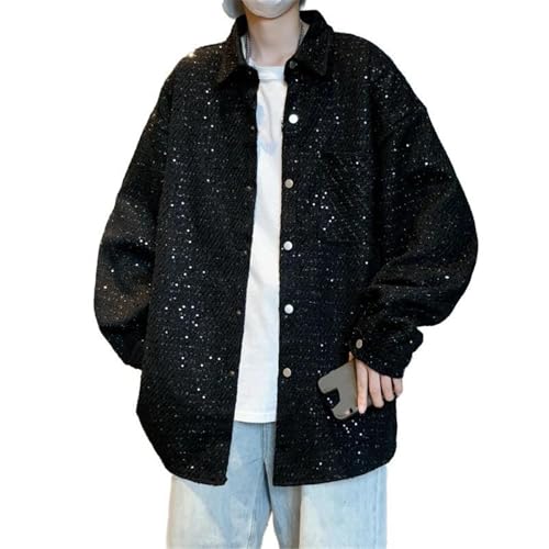 Veste de mi-saison en tweed homme ample à paillettes pour sorties urbaines